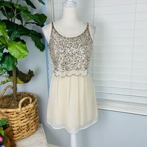 ABERCROMBIE & FITCH SEQUINS CREAM MINI DRESS